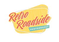 Retro Roadside Photography logo, retro neon sign fine art