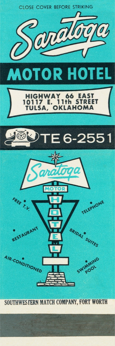 Saratoga Motor Hotel Matchbook Print