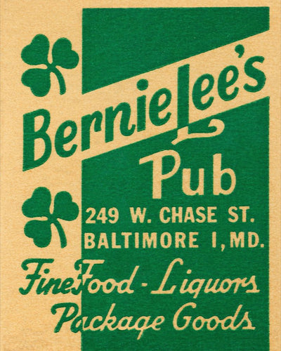 Bernie Lee's Pub Matchbook Print