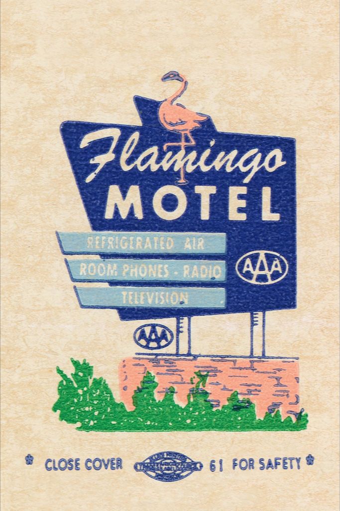 Flamingo Motel Tulsa Matchbook Print