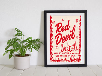 Red Devil Cocktails Matchbook Print