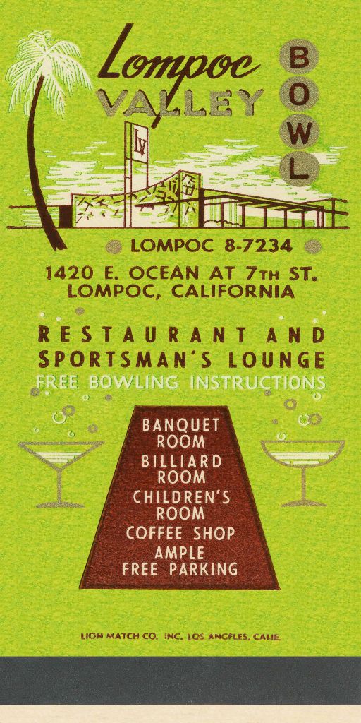 Lompoc Valley Bowl Matchbook Print